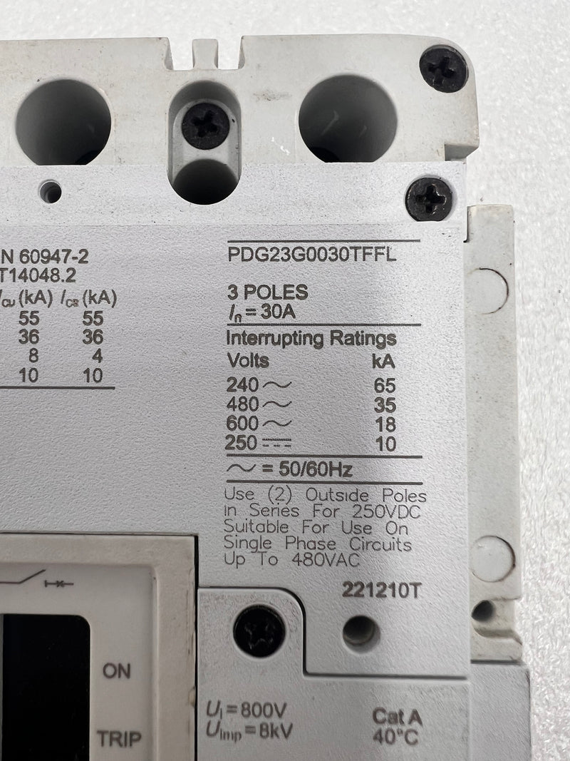 Eaton PDG23G0030TFFL 30 Amp 600v 3 Pole Breaker