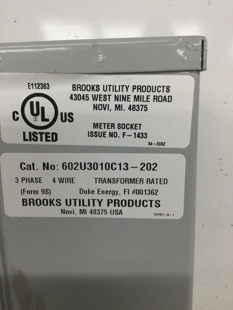 Brooks Utility 602U3010C13-202 30A 600V CT Meter Enclosure Nema3R Ring Type