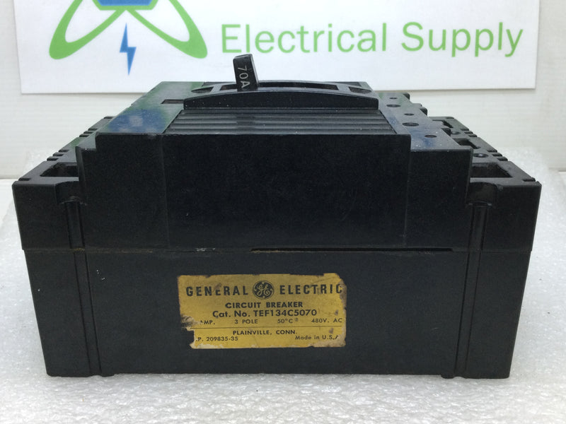 GE General Electric TEF134C5070 70 Amp 3 Pole 480V Circuit Breaker