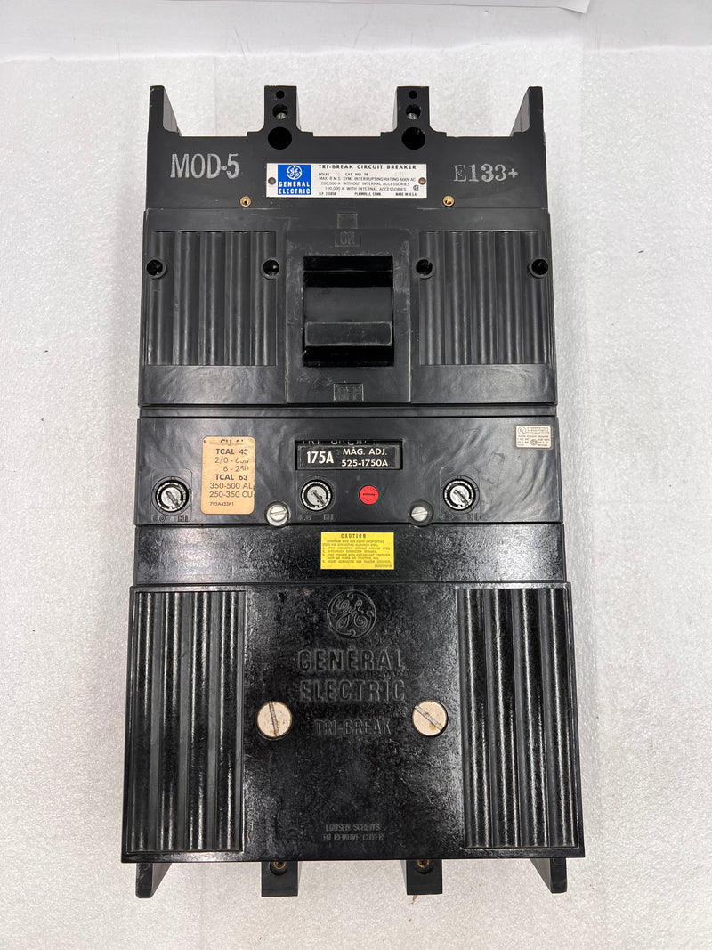General Electric TB43F Tri-Break 3 Pole 600 V 600 Amp Fused Circuit Breaker with 175 Amp Magnetic Trip