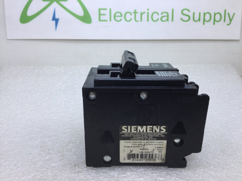 Siemens EQ9675 100 Amp Circuit Breaker 2 Pole 120/240v W/Red Clip