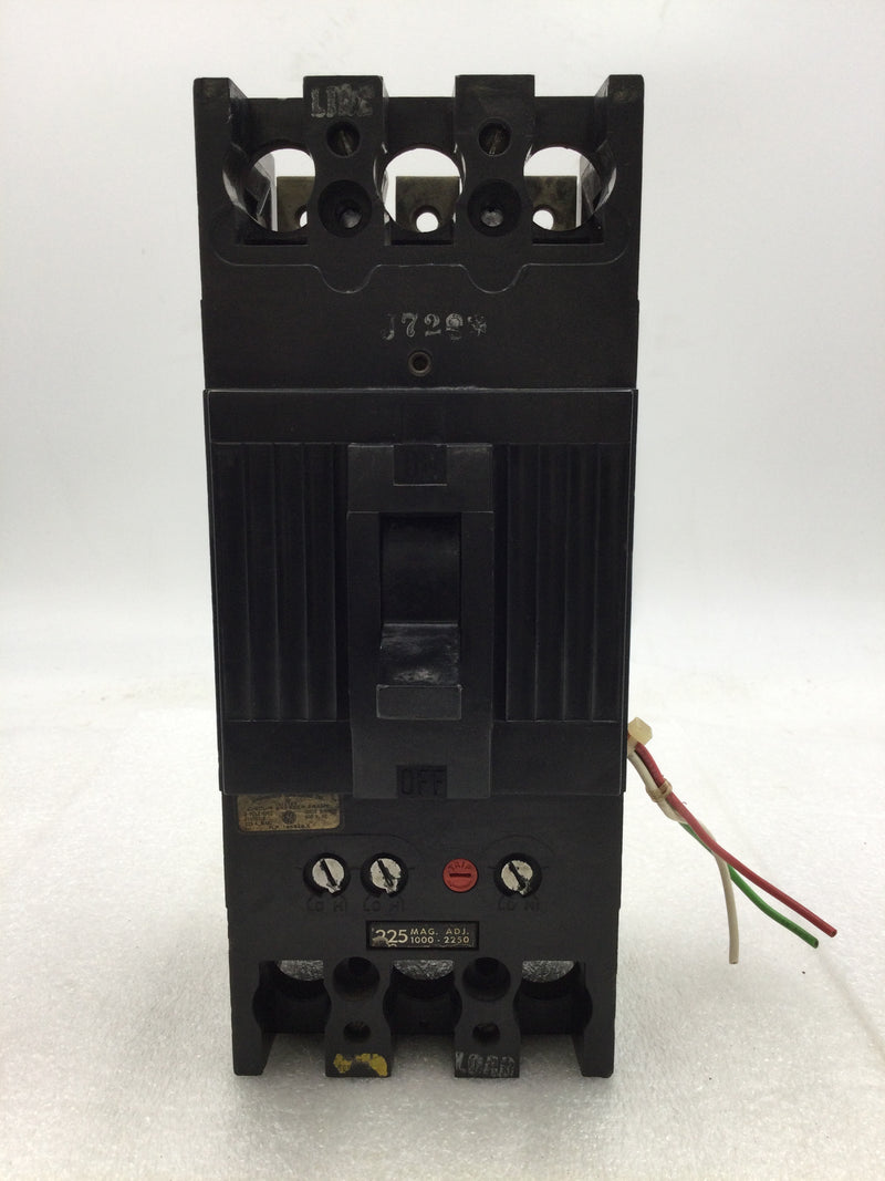 GE General Electric TFJ236225 225 Amp 3 Pole Circuit Breaker W/ Aux Switch