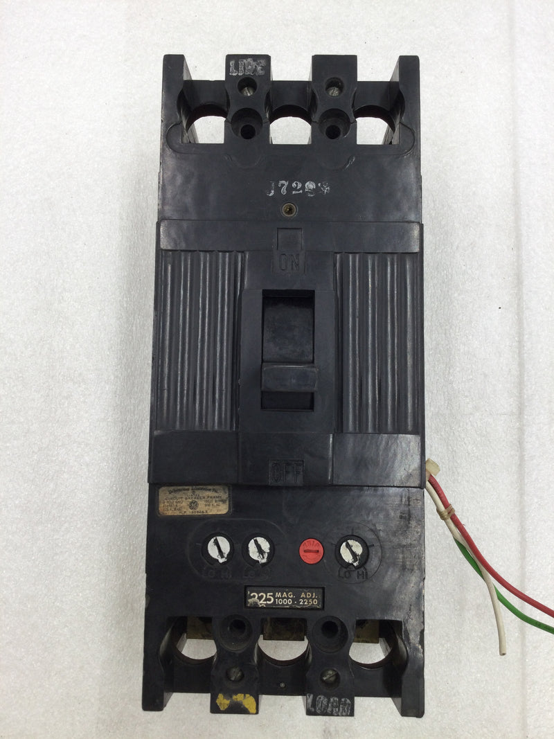 GE General Electric TFJ236225 225 Amp 3 Pole Circuit Breaker W/ Aux Switch