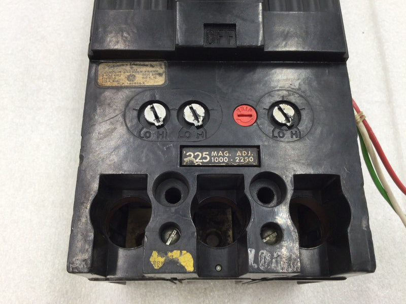 GE General Electric TFJ236225 225 Amp 3 Pole Circuit Breaker W/ Aux Switch