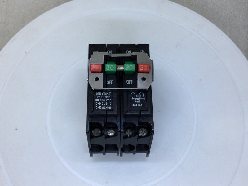 Bryant BQ220-230 20/30 Amp 4 Pole 120/240V Type BRD Circuit Breaker