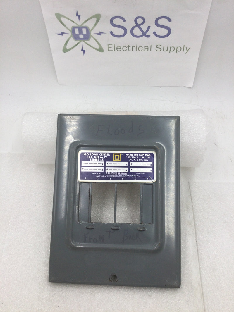 Square D QO 6-12 Series L5 100 Amp 120/240V 1 Phase 3 Wire 6 Space Dead Front 10 1/8" x 7 5/8"