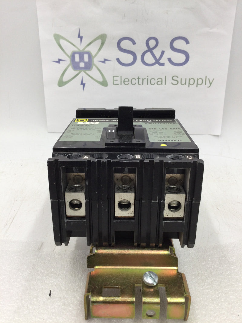 Square D FH36045 3 Pole 600v 45 Amp Circuit Breaker