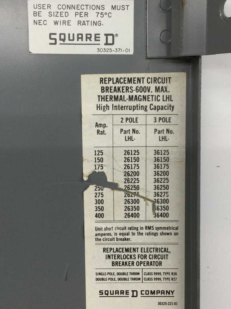 Square D MCC Bucket Door Only 23 3/8" x 15 3/8"