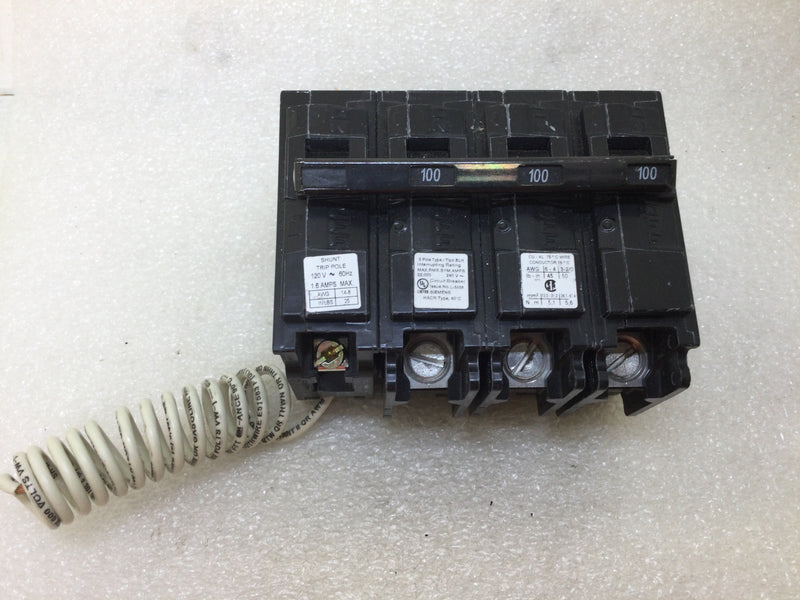 Siemens B3100H00S01 100 Amp 3 Pole 120/240V Bolt On Type BLH Circuit Breaker w/Shunt Trip