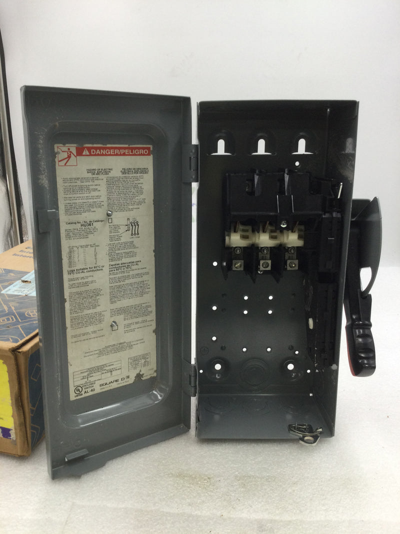 Square D HU361 Heavy Duty Safety Switch 600v 30 Amp Series 10 3/4" x 6"