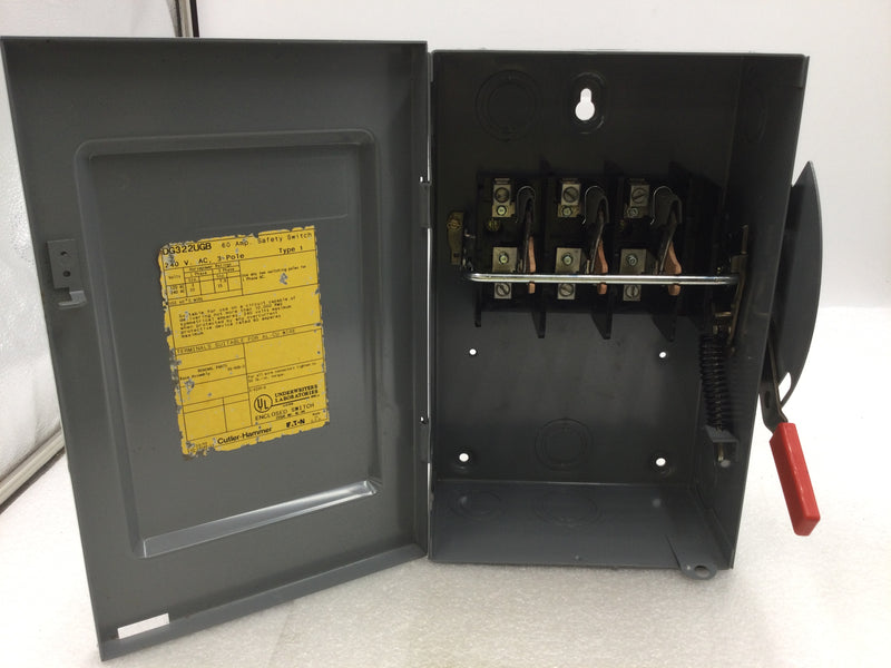 Eaton DG322UGB Single Phase 30A 240VAC Non-Fused General Duty Safety Switch