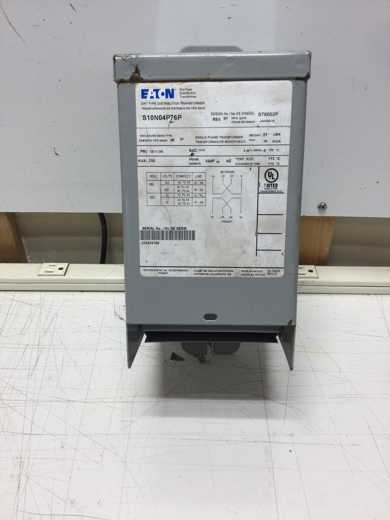 Eaton S10N04P76P .750 KVA Boost/Buck Encapsulated Single Phase Transformer Primary 120/240 VAC Secondary 12/24 VAC