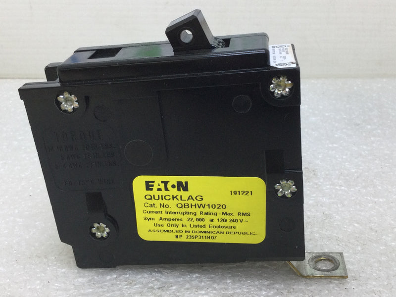 Eaton/Cutler-Hammer QBHW1020 Single Pole Quicklag 20A 120/240VAC 22kAIC Bolt On Circuit Breaker