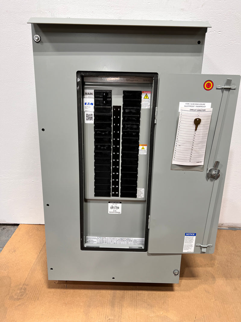 Eaton PRL1A 100 Amp Main Breaker 28 Space 120/240v Panel with Nema 3R LWPQ2036 Enclosure Complete Panelboard