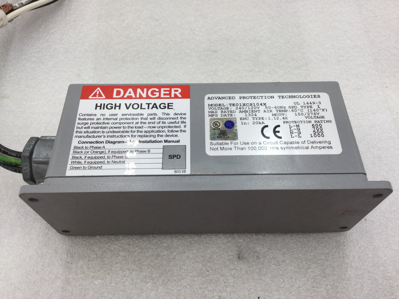 Advanced Protection Technologies TE01XDS104X Series -1 Surge Protective Device 120/240V