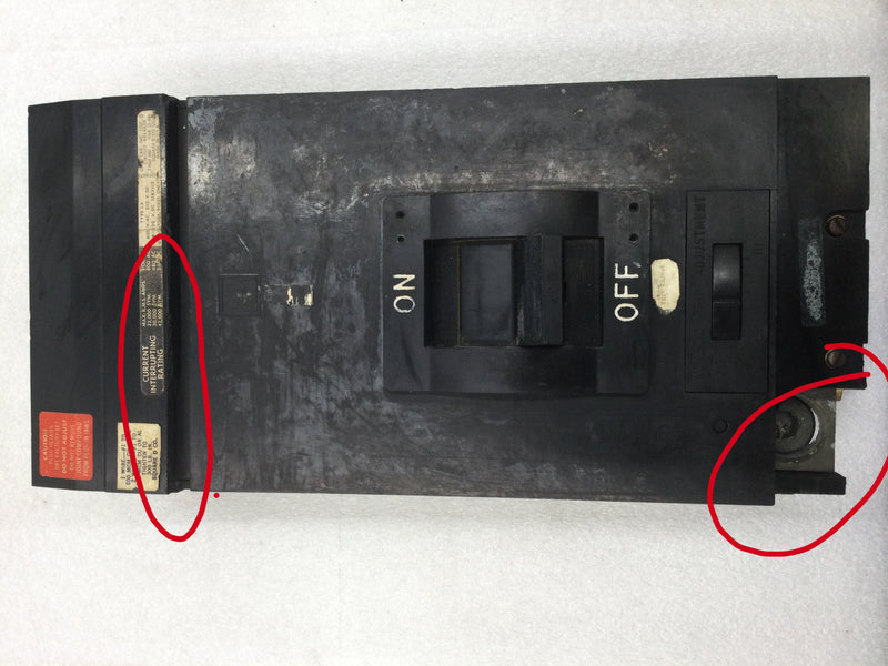 Square D LA36400 400 Amp 3 Pole 600 Vac Magnetic Trip I Line Circuit Breaker Type LA