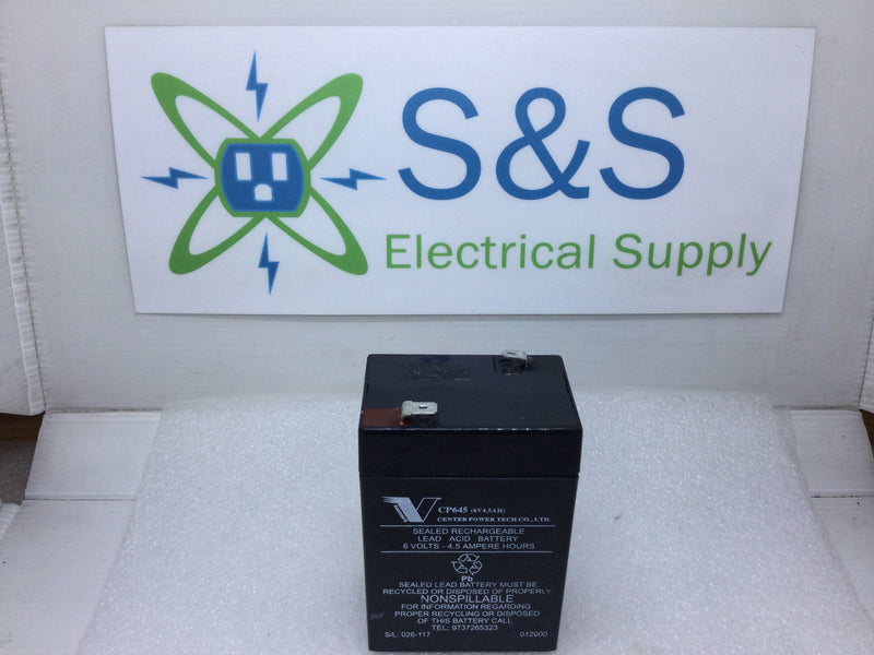 Vision Center Power Tech CP645 6V 4.5 Amp Sealed Rechargeable Lead Acid Battery