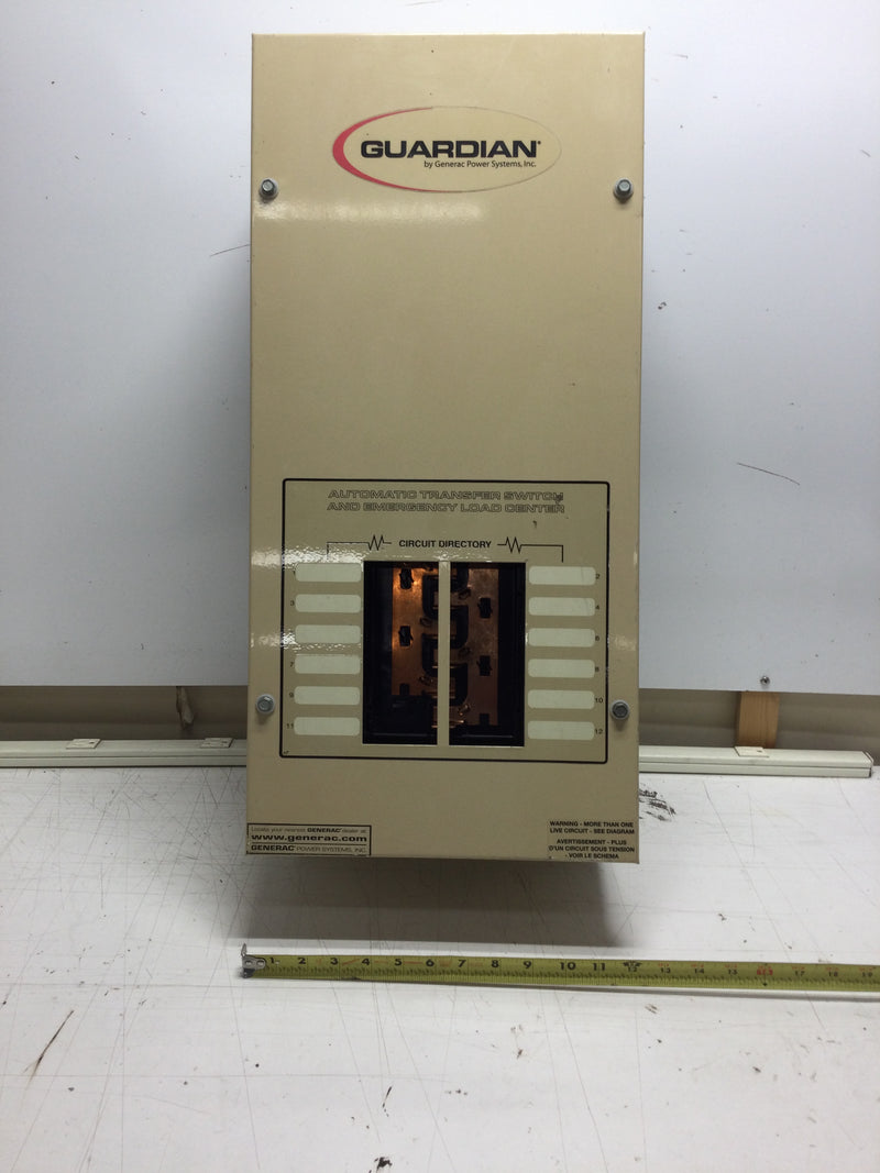 Generac 0E 7969 100 Amp Automatic Transfer Switch and Load Center 120/240 VAC 1 Phase 3 Wire