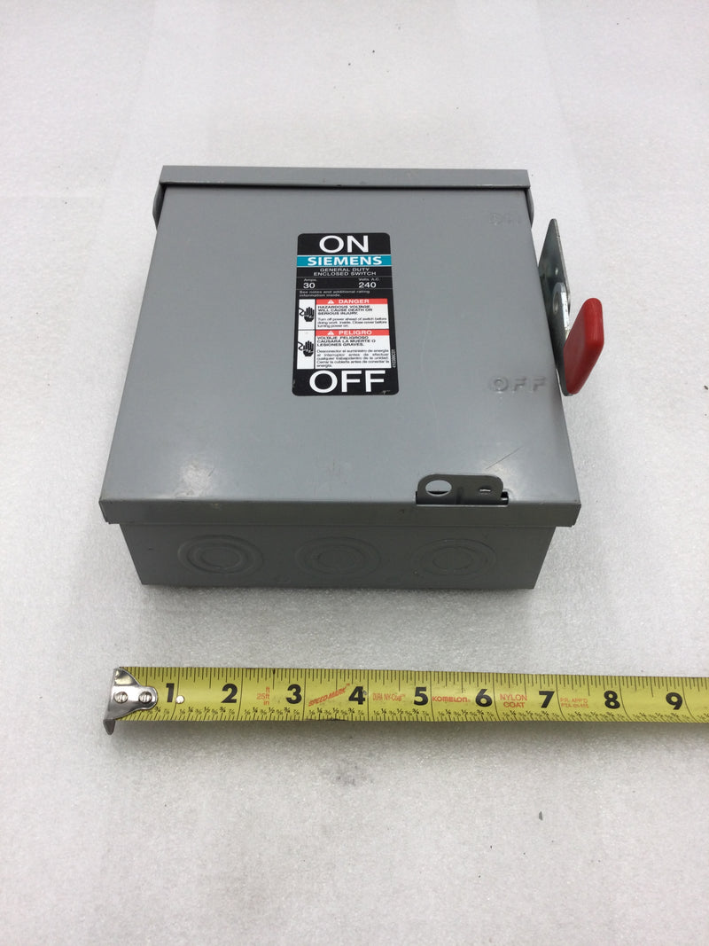 Siemens GNF321R Type 3R General Duty Non-Fused Safety Switch 30 Amp 3 Pole 240 VAC