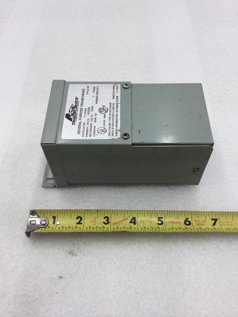 Acme Transformer T-1-81047 Primary 120V x 240V Secondary 12V x 24V .050 KVA 50/60Hz Single Phase General Purpose Transformer