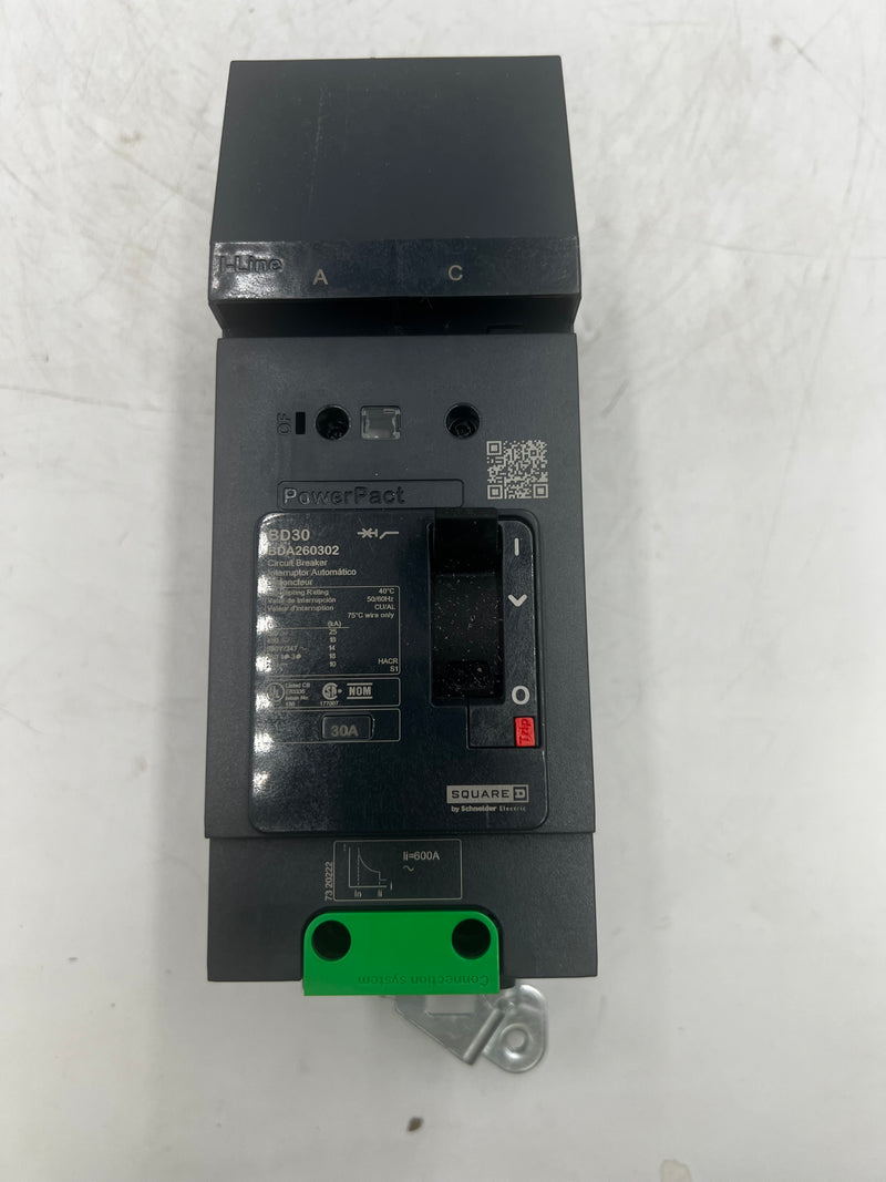 Square D BDA260302 BD30 Powerpact I-Line Circuit Breaker 2 Pole 30 Amp 600v