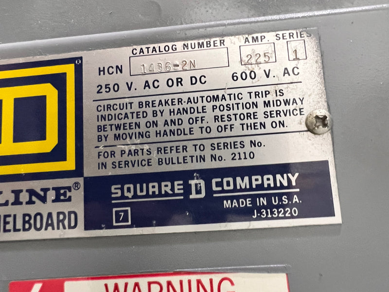 Square D HCN1436-2N 225 Amp Series 1 600Vac I Line Panelboard