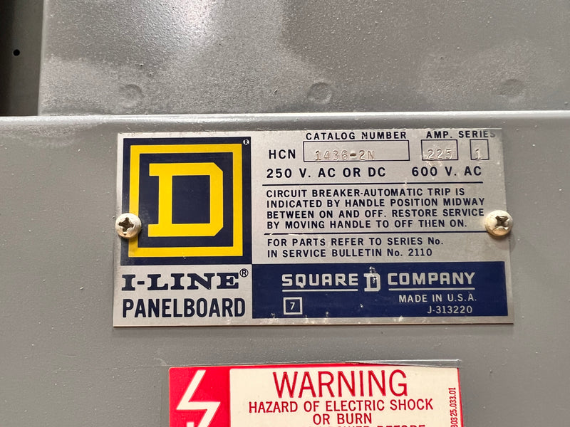 Square D HCN1436-2N 225 Amp Series 1 600Vac I Line Panelboard