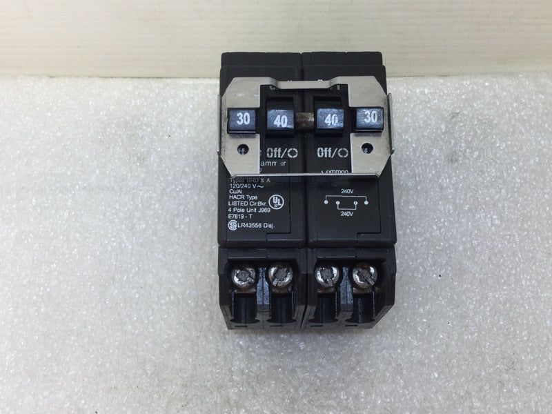 Eaton BQC230240/A3040CT 30 Amp 2 Pole 40 Amp 2 Pole 120/240v Circuit Breaker