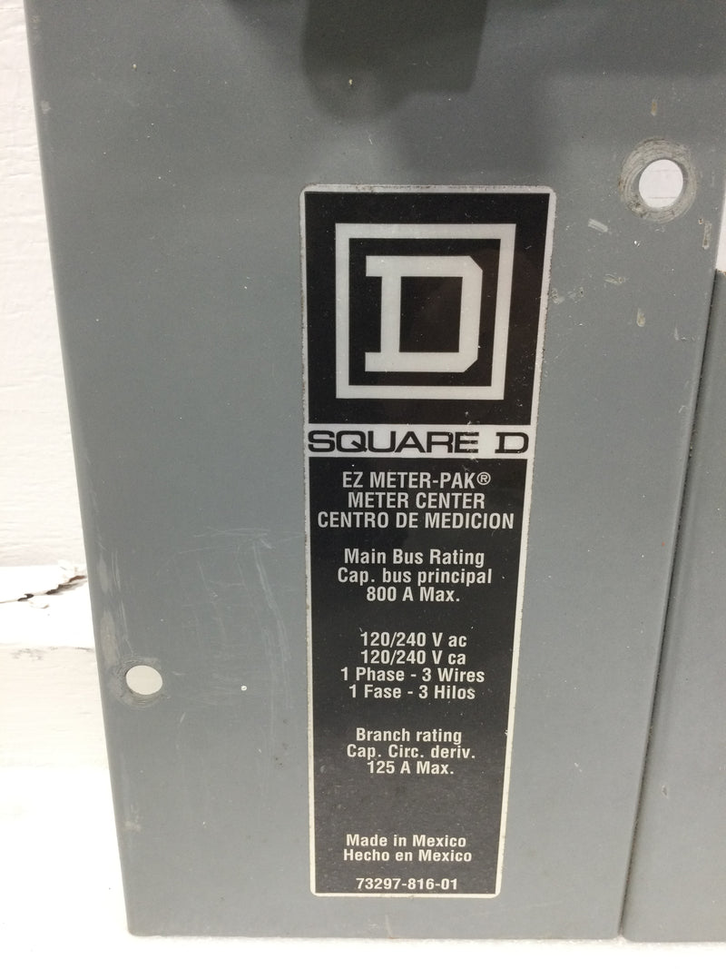 Square D EZMR114125 Branch unit, EZ Meter-Pak, 125A, 4 x 5 jaw sockets, 120/240VAC, no bypass, ringless, 800A Al busbar (Cover Only) 47 3/4" x 12"