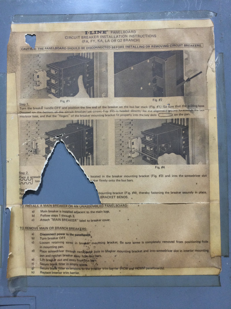 Square D- I-Line Panelboard Electrical Cabinet Front - Issue H-95 - 45" x 26 1/4"