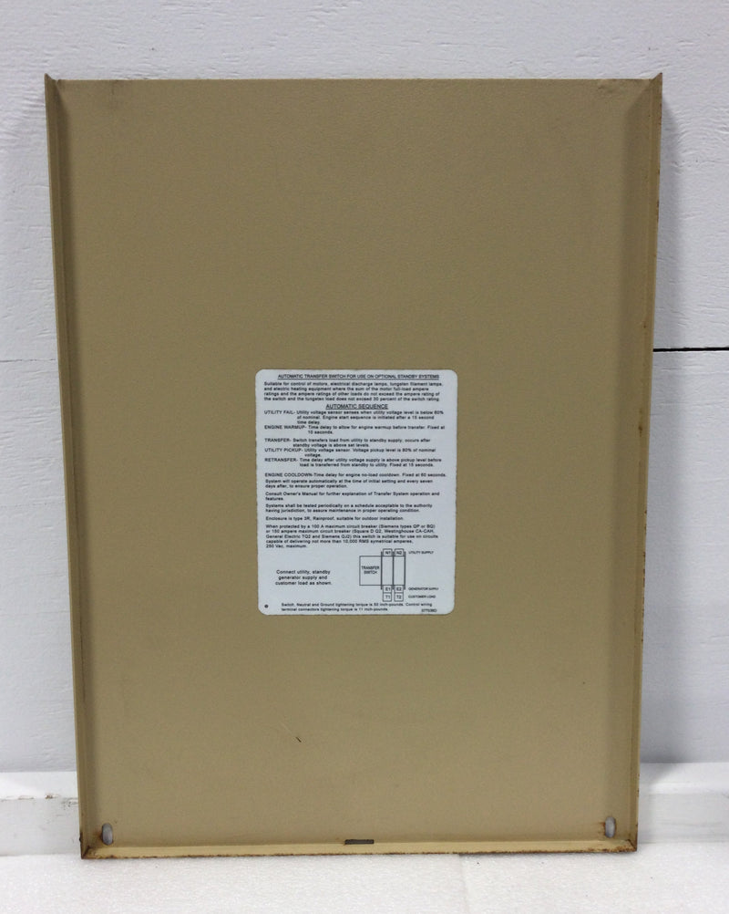 Generac RTSN100A3 Transfer Switch Cover Only 20" x 15"