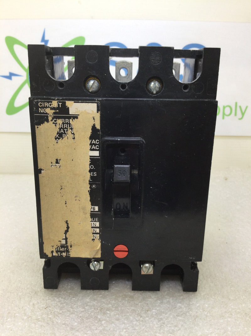 Cutler Hammer EHC3050 50 Amp 3 Pole 480Vac Circuit Breaker