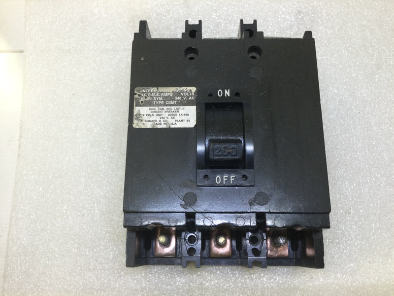 Square D Q2M3200MT 3 Pole 200 Amp 240VAC Type Q2MT Circuit Breaker