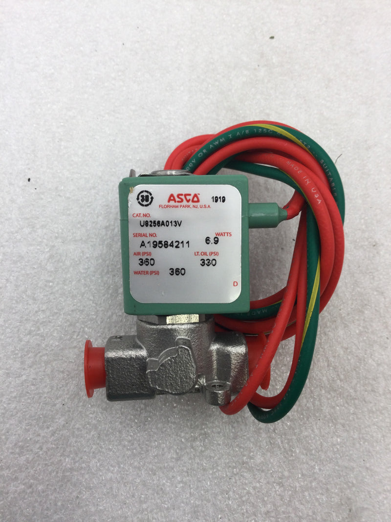 ASCO U8256A013V Subminature Solenoid Valve 12 VDC 360 PSI NC 2 Way/2 Position for Gas/Water/Light Oil