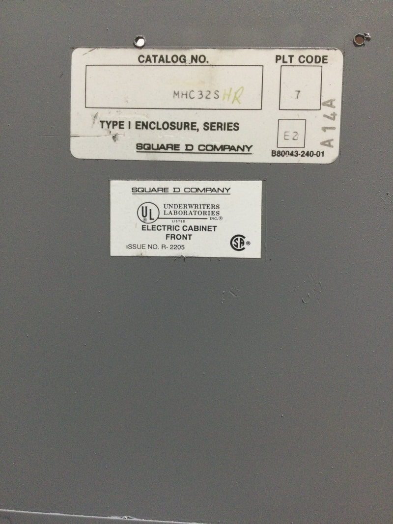 Square D MHC32SHR Type 1 NQOD Panel Board 100Amp 3 Phase 4 wire