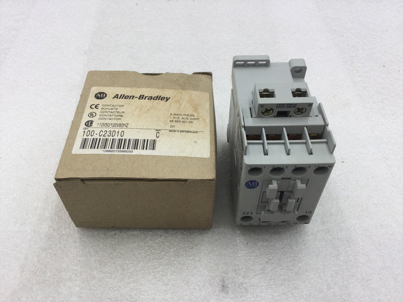 Allen-Bradley 100-C23D10 Magnetic Contactor 23 Amp 3 Pole 600 VAC 7.5 HP at 230 VAC IEC 60947