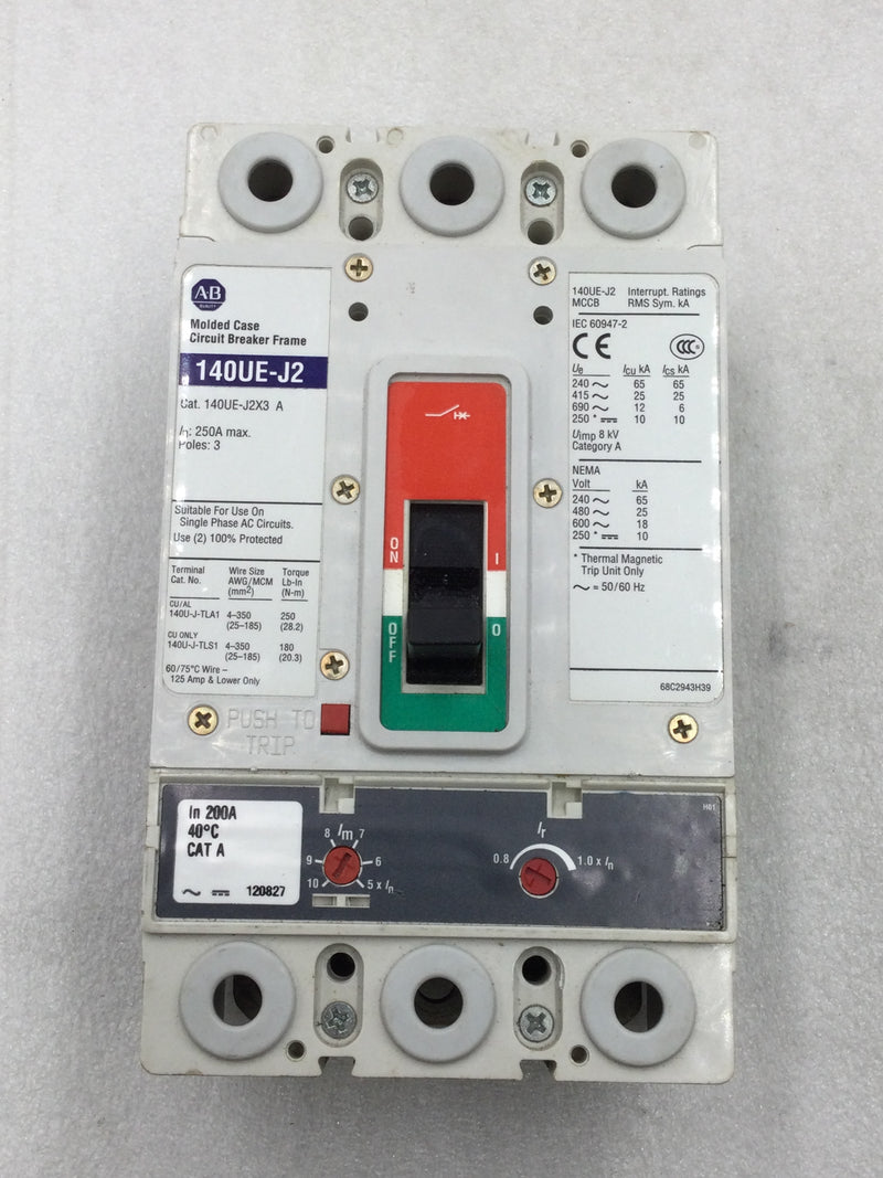 Allen Bradley 140UE-J2x3 A, 250A 3 Pole Molded Case Circuit Breaker