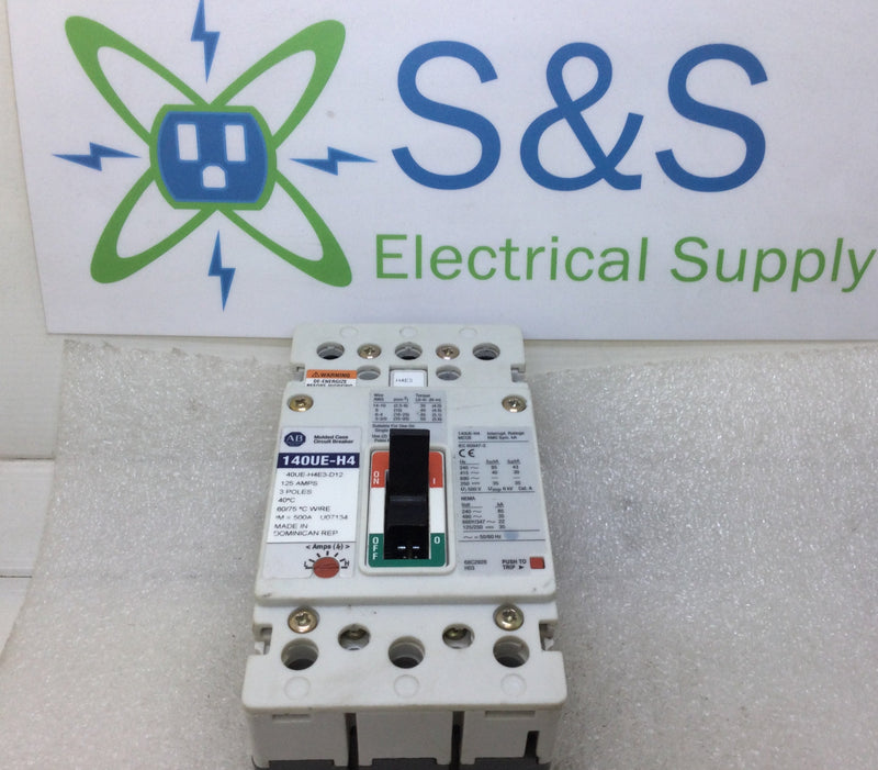 Allen Bradley 140UE-H4 125A 3 Pole Molded Case Circuit Breaker