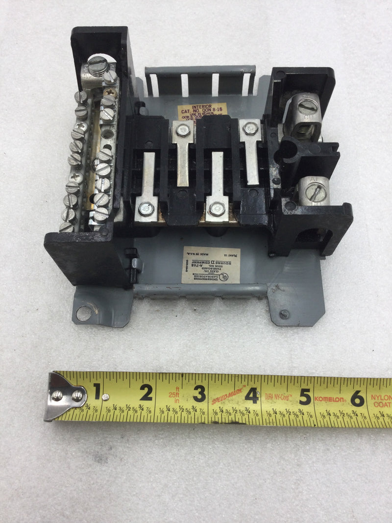 Square D QON8-16 4 Space 8 Circuit 100 Amp 120/240 VAC Guts Only 7" X 5.5"