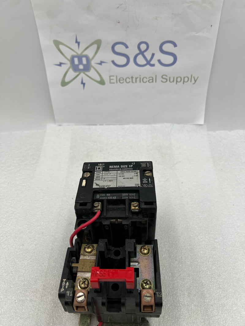 Square D 8536SCG2 Size P1 120v Series A 1 Phase 120/230v Coil 120v Contactor 8536SCG-2