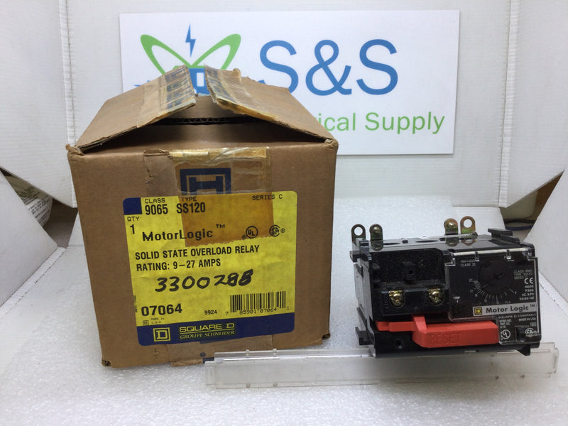 Square D Class 9065 Type SS120 Overload Relay Series C 27 Amp 600V