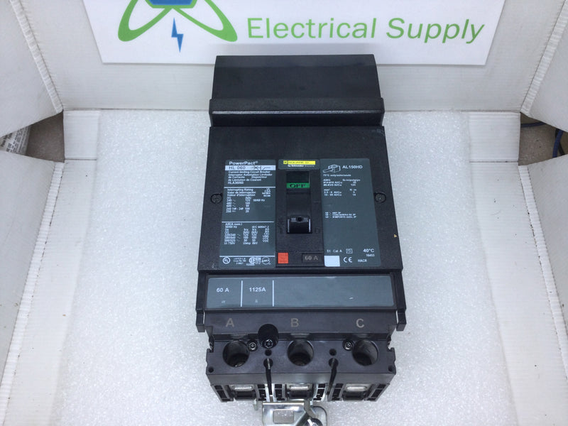 Square D HLA36060 60 Amp 3 Pole 600V I Line PowerPact Circuit Breaker