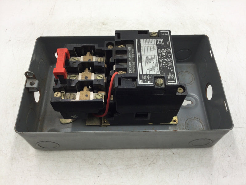 Square D 8536SCG3(A) NEMA Size 1 Motor Starter Enclosure Series A 600V Max 10 Amp Max