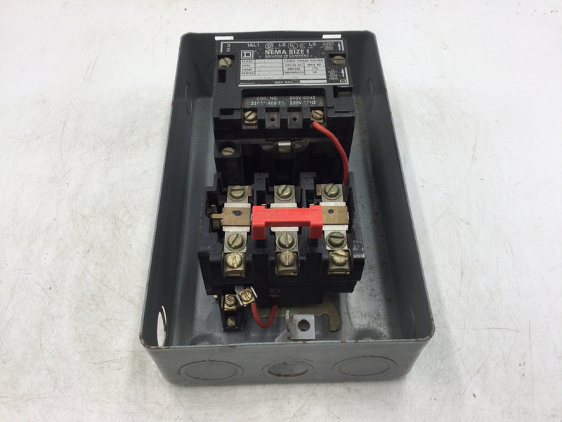 Square D 8536SCG3(A) NEMA Size 1 Motor Starter Enclosure Series A 600V Max 10 Amp Max