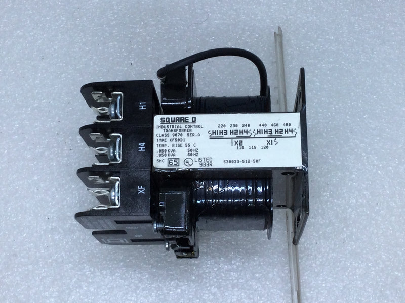 Square D 9070KF50D1 Ind. Control Transformer Series A 50/60Hz .050KVA 220-480V