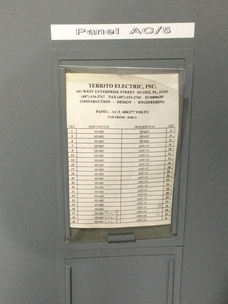 Square D NHIB-64468-4E1 225 Amp 277/480V 3 Phase 4 Wire NHIB Panelboard 53" x 26"