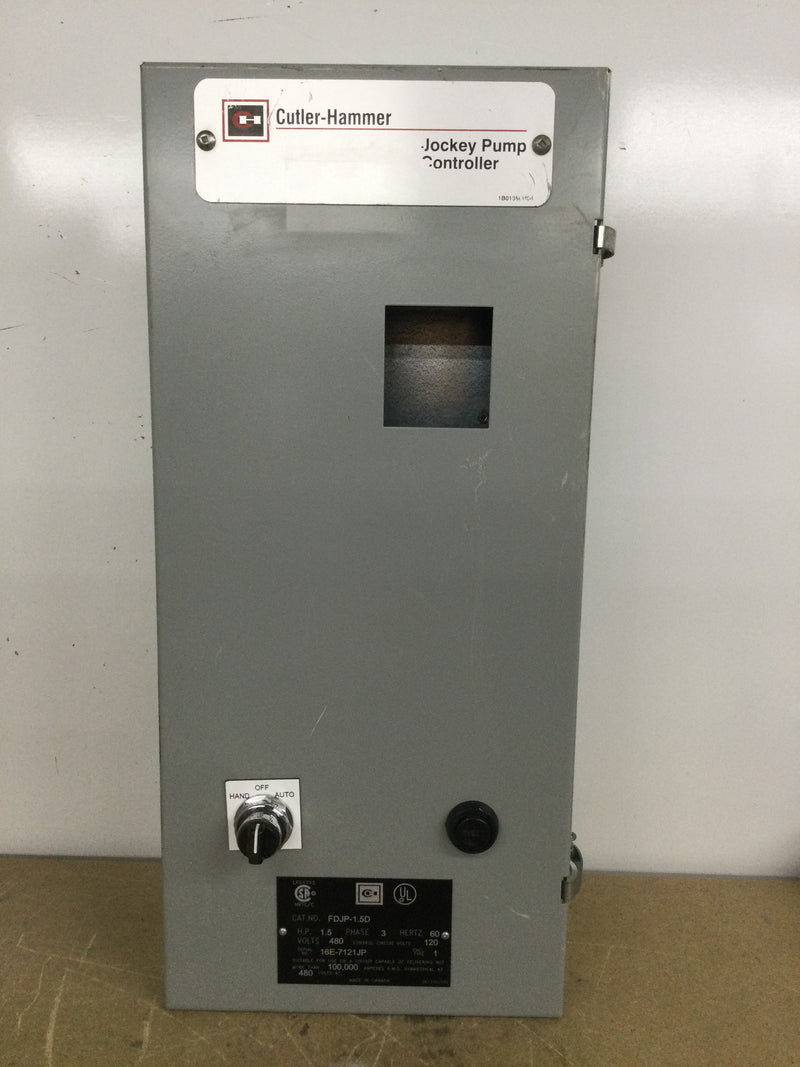 Cutler Hammer FDJP-1.5D Jockey Pump Controller Can Only with Auto/Hand Switch and Reset Button 10" x 23"