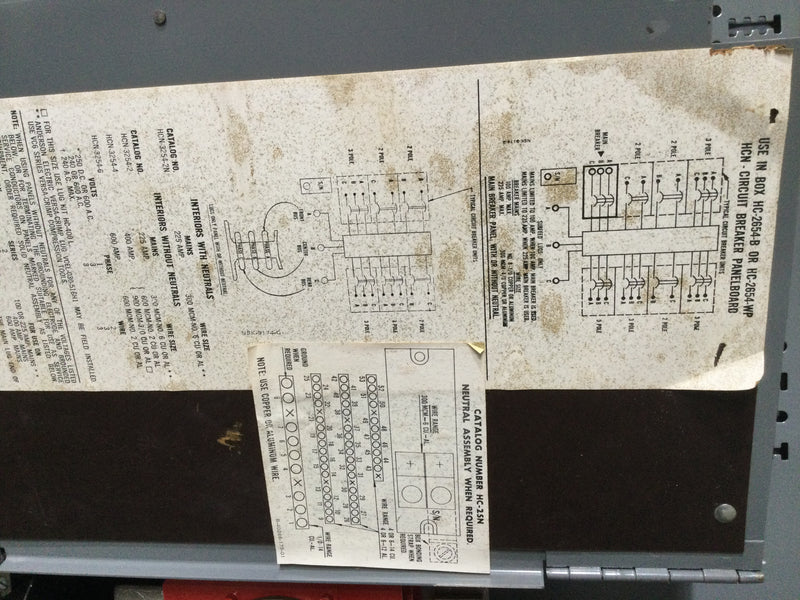 Square D NHIB-64468-4E1 225 Amp 277/480V 3 Phase 4 Wire NHIB Panelboard 53" x 26"