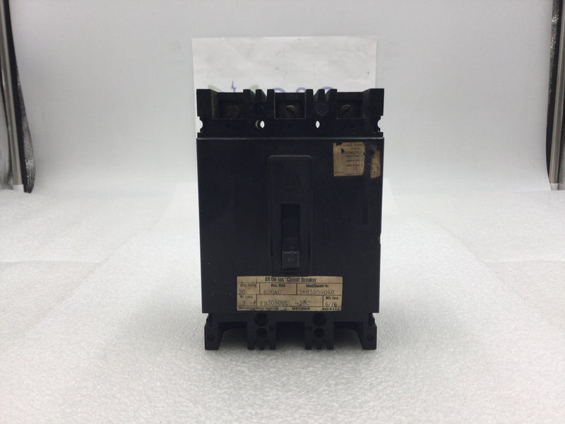 Westinghouse FB3050VL 50 Amp 3 Pole 600 VAC Type FB Circuit Breaker