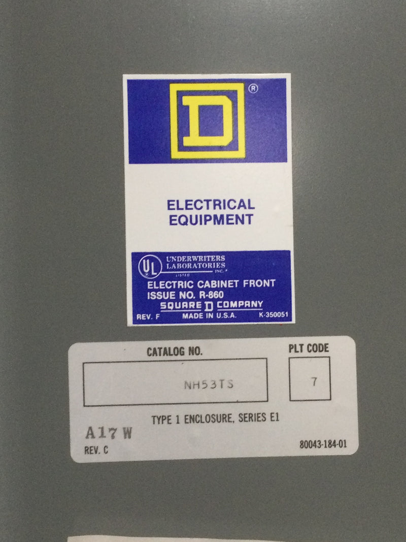 Square D NEHB-2MW 225 Amp 480Y/277 3 Phase 4 Wire NEHB-42441-2 Series E1 NEHB Panelboard 53" x 20"